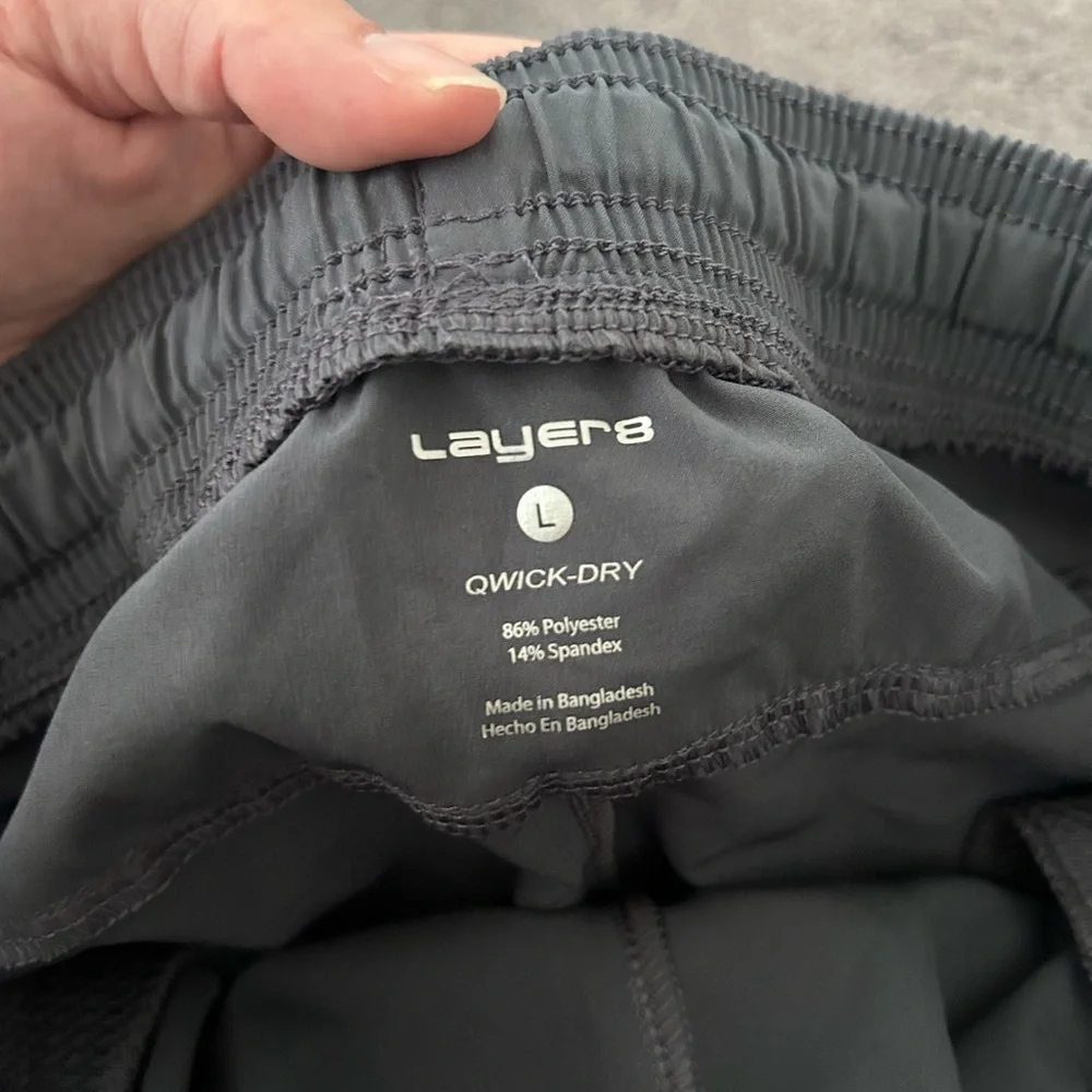 Layer 8 Men's Charcoal Athletic Shorts - Picture 3 of 3